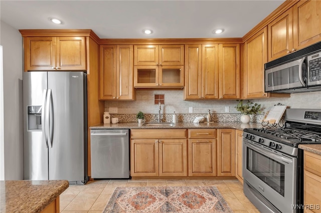 20 Harbour Pointe, Buffalo, NY 14202 - kitchen with appliances with stainless steel finishes, a sink, stone countertops, and recessed lighting
