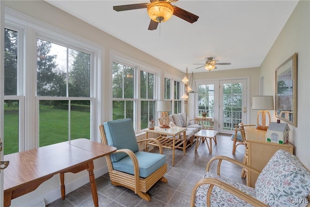 sunroom with tile patterned flooring