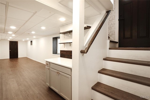 113 Olmstead Pl, Onondaga, NY 13219 - staircase with wood finished floors, recessed lighting, and baseboards