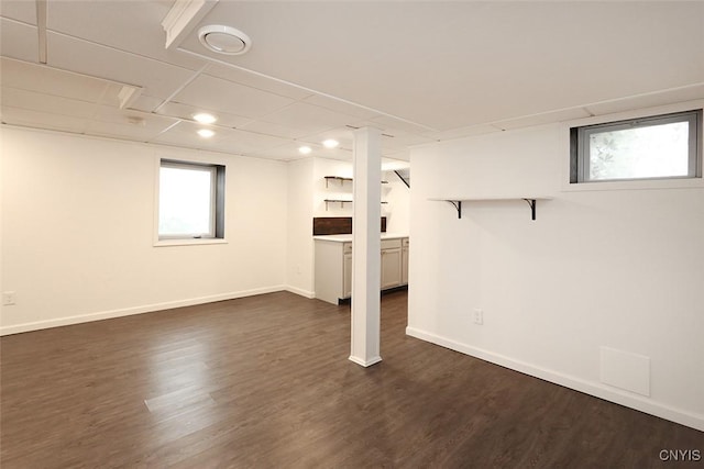 113 Olmstead Pl, Onondaga, NY 13219 - basement featuring dark wood finished floors, recessed lighting, and baseboards