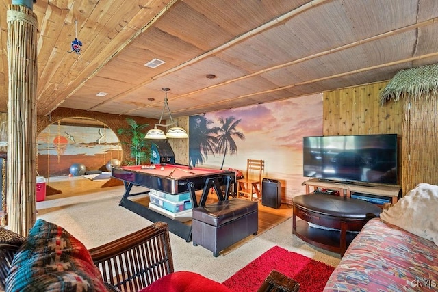 117 Shoreview Dr, Clay, NY 13090 - playroom with wood ceiling and wood walls