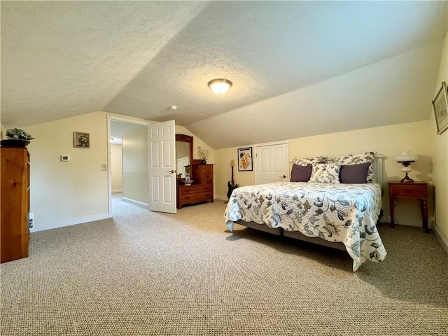 155 Hickory Grove Rd, Horseheads, NY 14845 - bedroom with lofted ceiling, light colored carpet, baseboards, a textured ceiling, and a closet