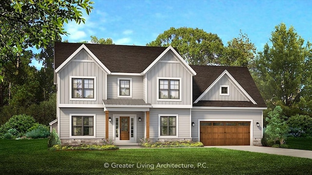 250 Bronze Leaf Trl, Greece, NY 14612 - view of front of property with board and batten siding, stone siding, and concrete driveway