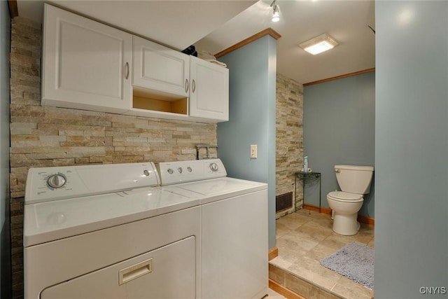43 County Rte 9, Rossie, NY 13642 - washroom with washer and dryer, baseboards, and ornamental molding