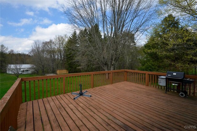 43 County Rte 9, Rossie, NY 13642 - wooden terrace featuring a lawn and a grill