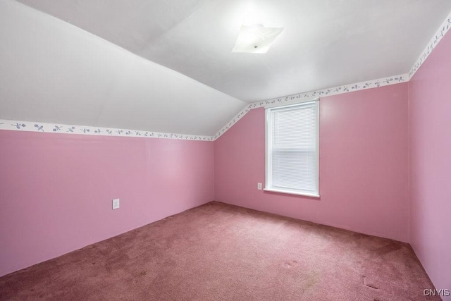 additional living space featuring carpet and vaulted ceiling