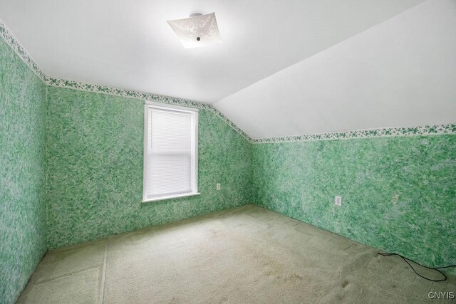 bonus room with carpet floors and lofted ceiling