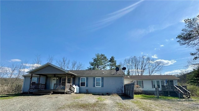 1984-2008 S Genesee St, Montour, NY 14865 - view of front facade featuring ceiling fan, covered porch, and stairway