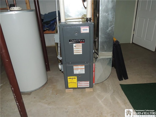 utilities with gas water heater and heating unit