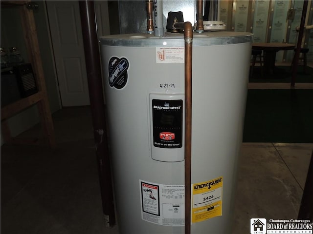 utility room with electric water heater