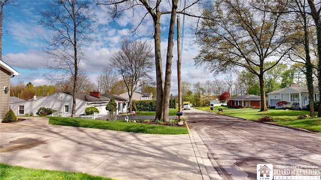 view of road featuring a residential view