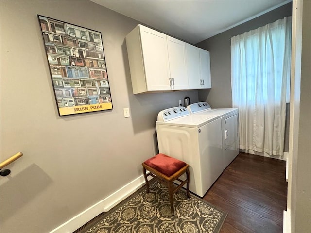 5 Walnut Street Ext, Sennett, NY 13021 - laundry area with washing machine and clothes dryer, dark wood-type flooring, and cabinet space