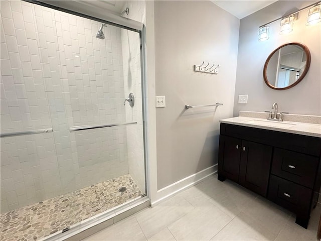 5 Walnut Street Ext, Sennett, NY 13021 - full bathroom with a shower stall, tile patterned floors, vanity, and baseboards