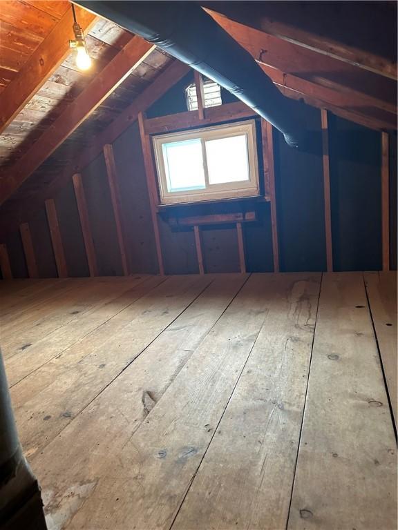 view of unfinished attic
