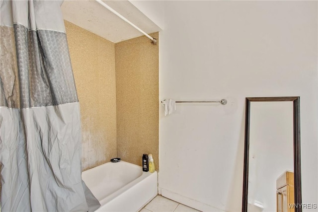 full bathroom featuring tile patterned flooring