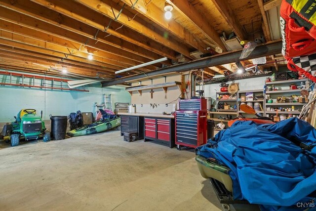 view of unfinished basement