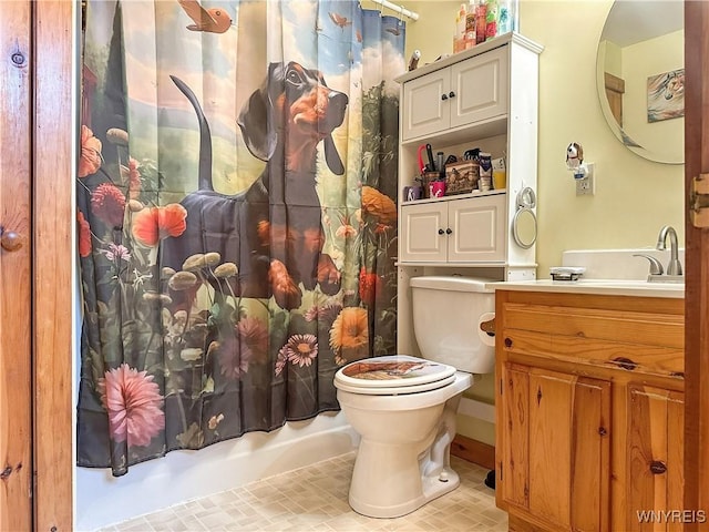 2669 Town Line Rd, Mount Morris, NY 14517 - bathroom featuring toilet, shower / tub combo with curtain, and vanity