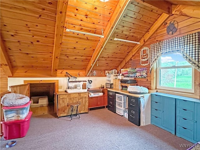2669 Town Line Rd, Mount Morris, NY 14517 - carpeted office with wooden ceiling and wood walls