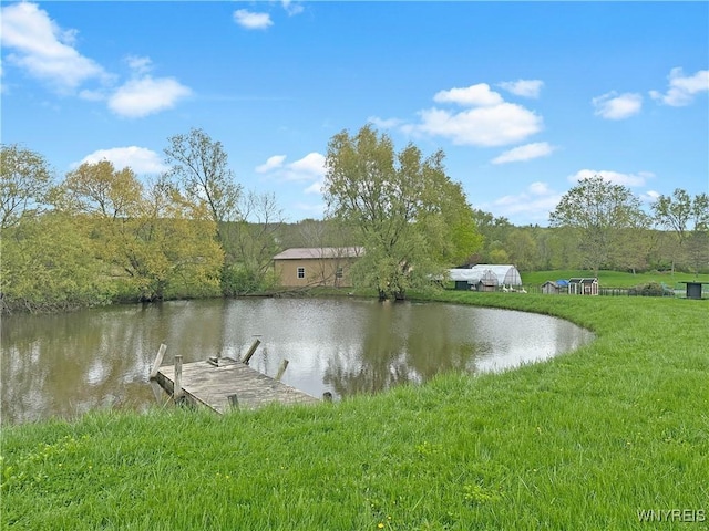 2669 Town Line Rd, Mount Morris, NY 14517 - dock featuring a water view and a yard