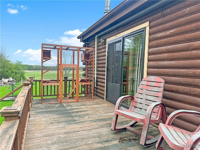 2669 Town Line Rd, Mount Morris, NY 14517 - wooden terrace featuring exterior structure
