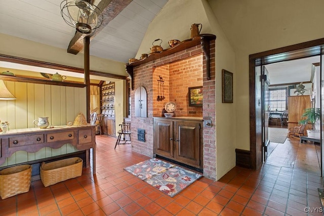 2066 Deerlick Rd, Cape Vincent, NY 13618 - kitchen with vaulted ceiling and tile patterned flooring