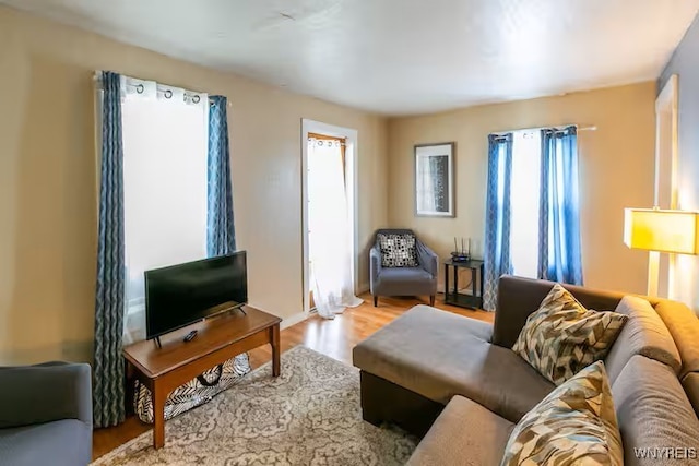 living room with wood finished floors