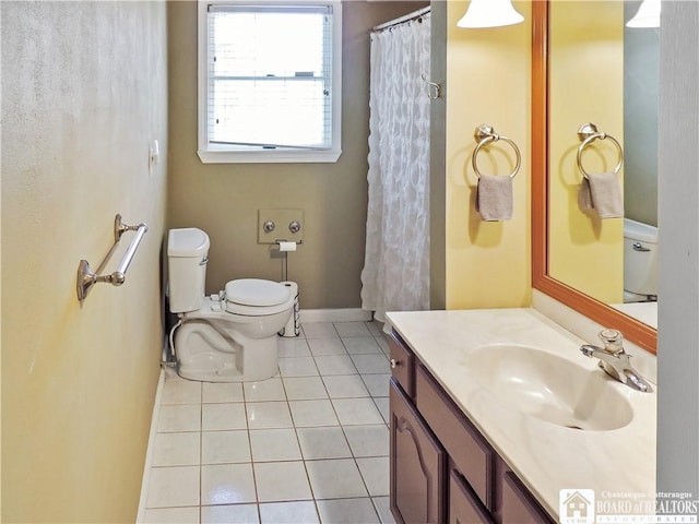 3830 E Ross Mills Rd, Ellicott, NY 14733 - full bathroom featuring tile patterned flooring, toilet, vanity, and baseboards