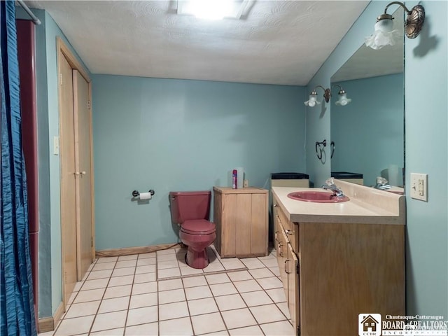 3830 E Ross Mills Rd, Ellicott, NY 14733 - bathroom featuring vanity, tile patterned flooring, toilet, and baseboards