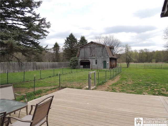 3830 E Ross Mills Rd, Ellicott, NY 14733 - wooden terrace with a barn and an outbuilding