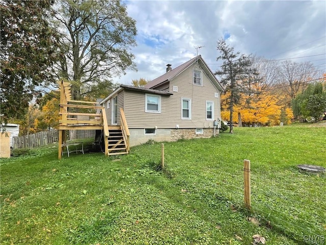 43815 Stine Rd, Alexandria, NY 13679 - back of house with stairway and a deck