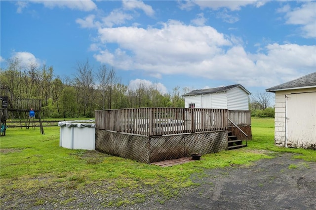 448 Old Ithaca Rd, Horseheads, NY 14845 - wooden terrace with a yard