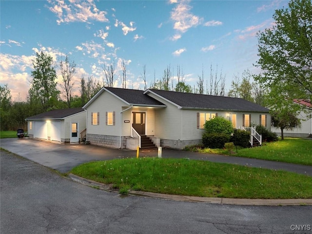 120 Getmac Ave, Lenox, NY 13032 - view of front facade with entry steps, a detached garage, and a lawn