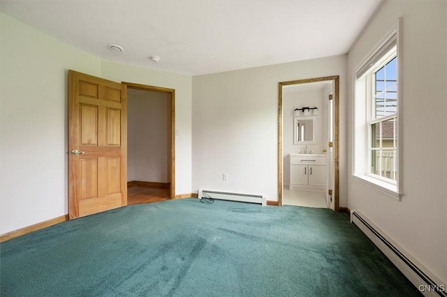 120 Getmac Ave, Lenox, NY 13032 - spare room with a baseboard radiator, carpet floors, a sink, and baseboards