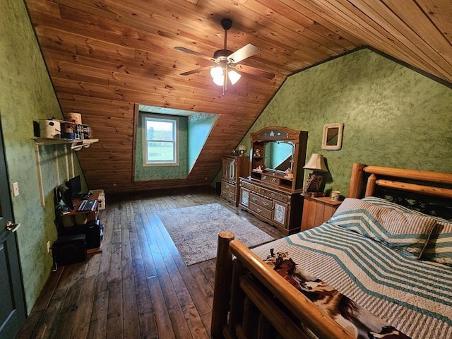 4138 Hubbs Rd, Hector, NY 14818 - bedroom with vaulted ceiling, wooden ceiling, hardwood / wood-style floors, and a textured wall
