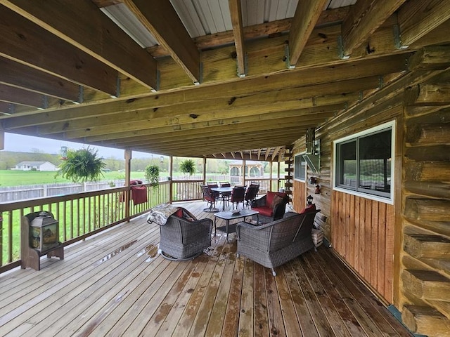 4138 Hubbs Rd, Hector, NY 14818 - wooden terrace featuring outdoor dining area