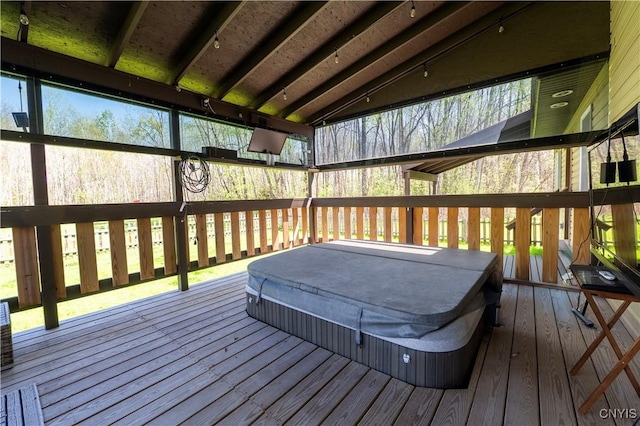 7678 Totman Rd, Cicero, NY 13212 - wooden terrace featuring a covered hot tub