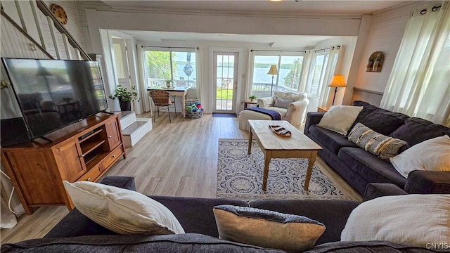 5416 W Lake Rd, Fleming, NY 13021 - living area with light wood-style floors and crown molding