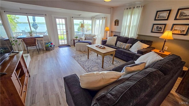 5416 W Lake Rd, Fleming, NY 13021 - living area with wood finished floors and crown molding