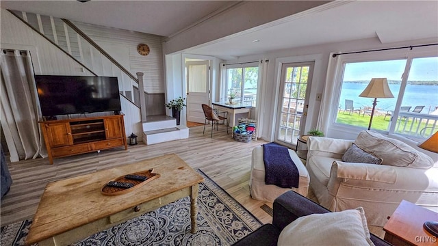 5416 W Lake Rd, Fleming, NY 13021 - living room with stairs and wood finished floors