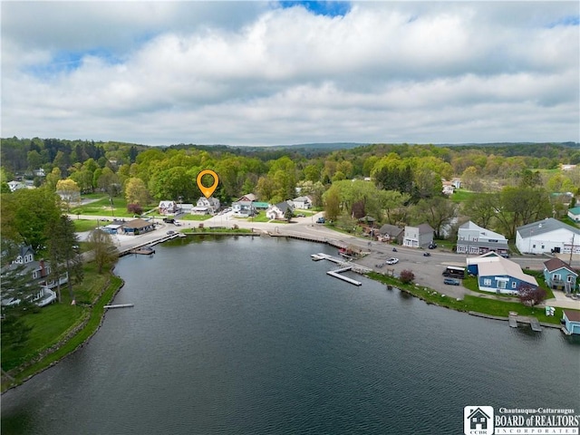 10412 Main St, Mina, NY 14736 - aerial view of property and surrounding area featuring a nearby body of water and a heavily wooded area