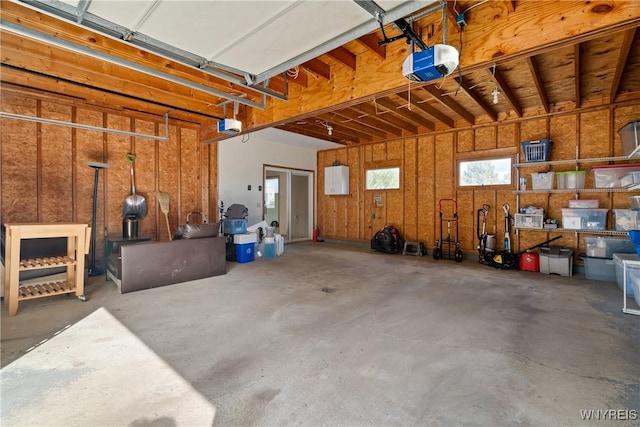 garage with a garage door opener