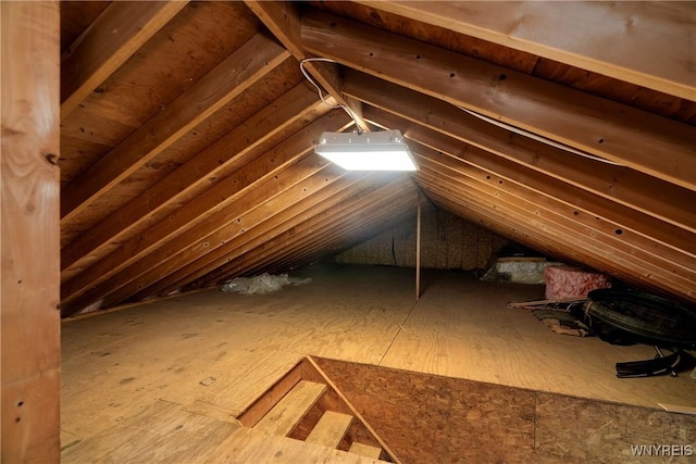 view of unfinished attic