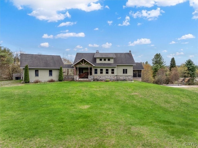 463 Hughes Rd, Russia, NY 13438 - rear view of property with a lawn and stone siding