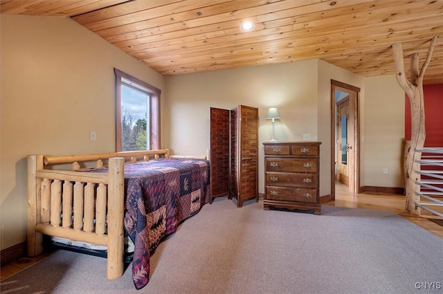 463 Hughes Rd, Russia, NY 13438 - bedroom featuring wooden ceiling, vaulted ceiling, recessed lighting, and baseboards