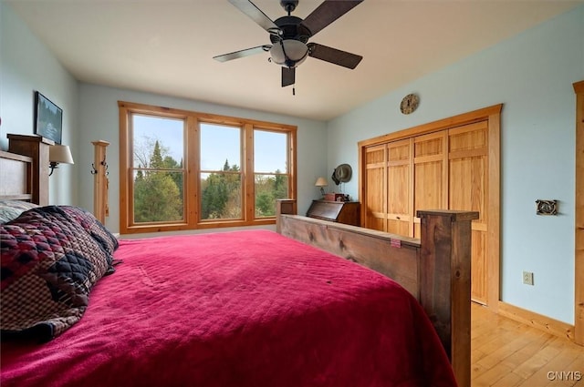 463 Hughes Rd, Russia, NY 13438 - bedroom featuring light wood-style flooring, baseboards, and a ceiling fan