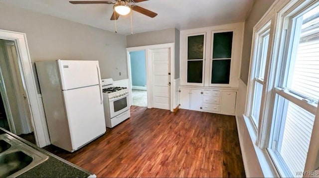 11 Indian Church Rd Unit S, Buffalo, NY 14210 - kitchen with white appliances, a sink, plenty of natural light, and dark wood-style floors