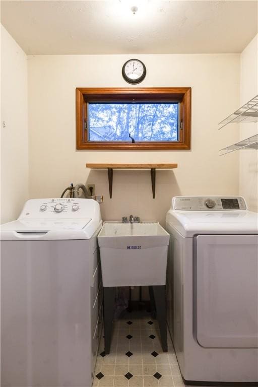 48 Hemlock Ln, Erwin, NY 14870 - clothes washing area featuring separate washer and dryer and light tile patterned flooring