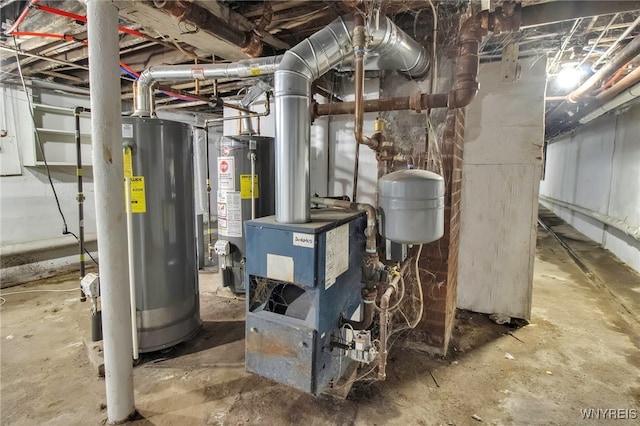 utilities featuring water heater and a heating unit