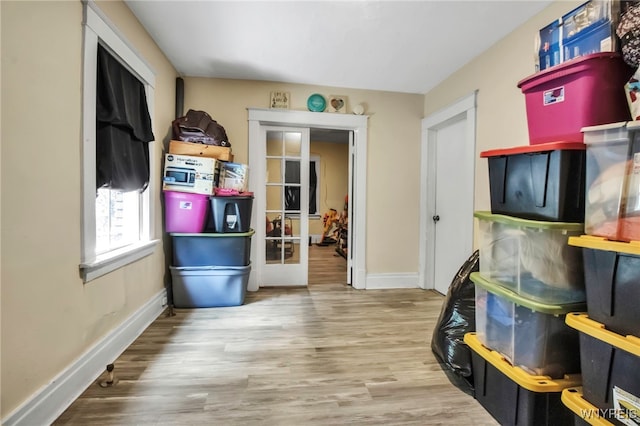 storage area with french doors