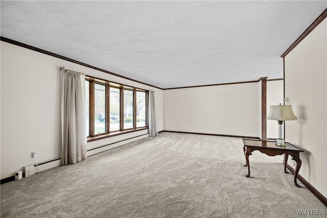 187 Dan Troy Dr, Amherst, NY 14221 - empty room with ornamental molding, carpet, a baseboard heating unit, and baseboards